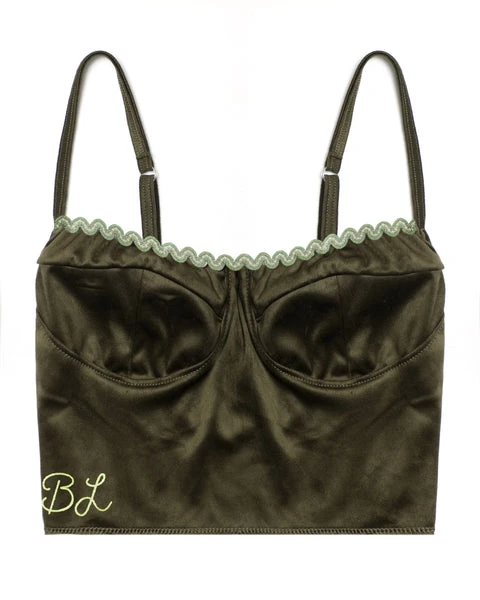 BOYS LIE Olive Suede Bustier Tank 6 BOYS LIE Olive Suede Bustier Tank - Image 6