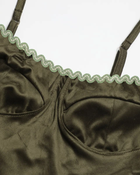 BOYS LIE Olive Suede Bustier Tank 8 BOYS LIE Olive Suede Bustier Tank - Image 8