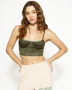 BOYS LIE Olive Suede Bustier Tank
