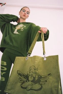 BOYS LIE Olive Velour Tote -boy‘s lie Sales Store aime076 162copy 480x