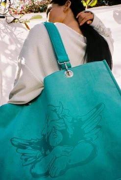 BOYS LIE Turquoise Velour Tote -boy‘s lie Sales Store aime076 299copy 480x