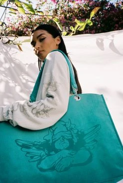 BOYS LIE Turquoise Velour Tote -boy‘s lie Sales Store aime076 301copy 480x